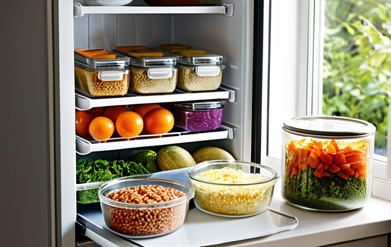 **Image Prompt 1: The Abundant & Calm Kitchen**
    "A bright, modern Scandinavian kitchen, featuring an open refrigerator meticulously organized with various healthy, prepped meals in transparent glass containers. Fresh, vibrant ingredients like colorful vegetables, cooked grains, and lean proteins are visible. Sunlight streams through a window, illuminating the scene. A person, looking relaxed and content, is easily selecting a meal, conveying a sense of order, health, and saved time. Focus on a clean aesthetic, abundance of food, and a peaceful atmosphere."
